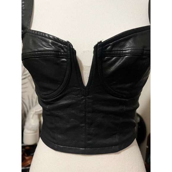 Olivaceous faux leather bustier crop top – size small‎ - Picture 5 of 5